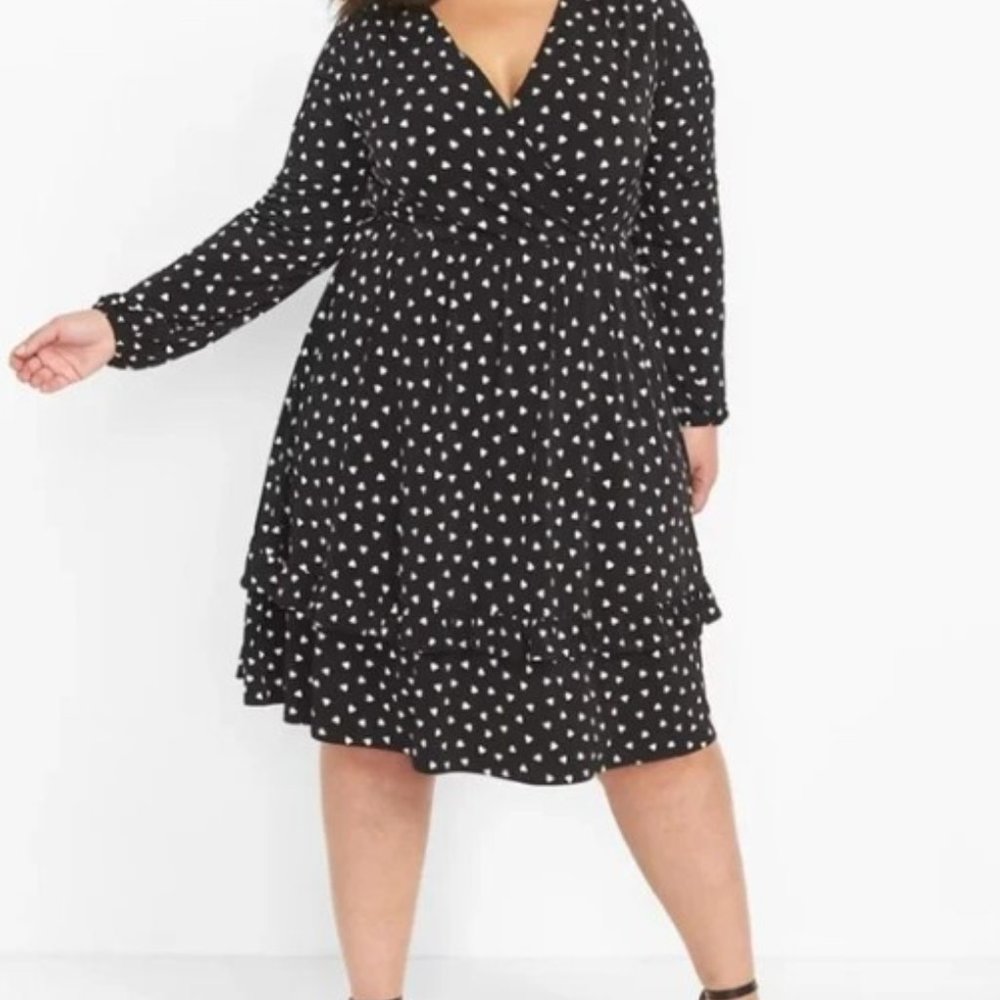 Black & White Heart Midi Dress Lane Bryant